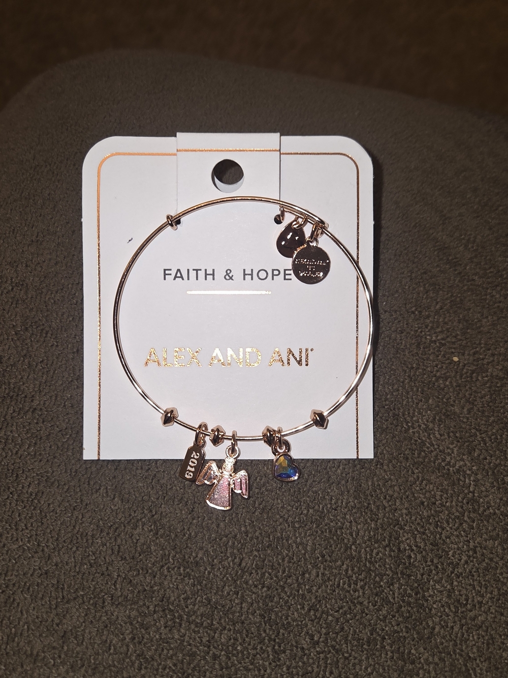 Alex and Ani Rose Gold 'Faith & Hope' Angel Charm Bangle Bracelet